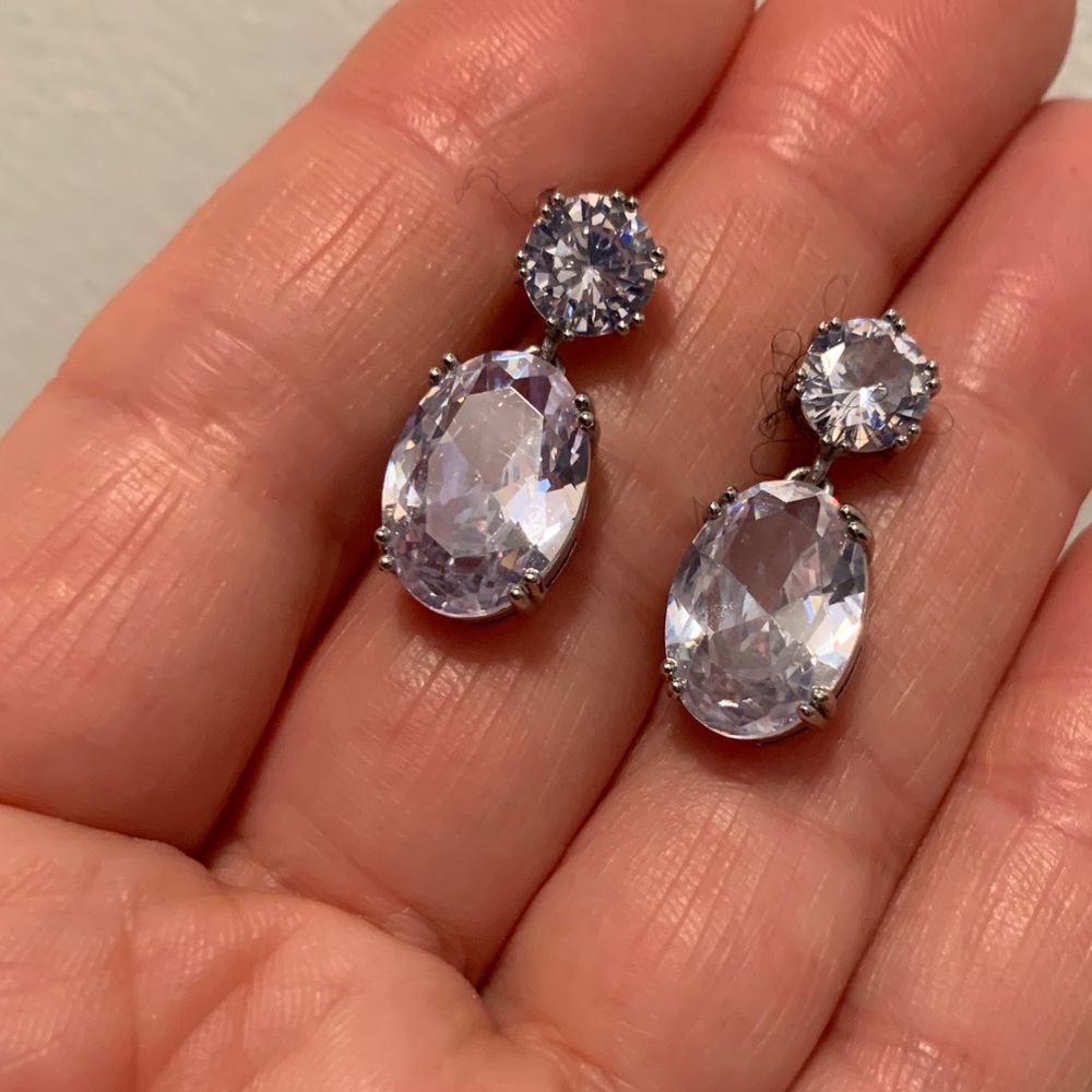Crystal Drop Earrings in Silver setting